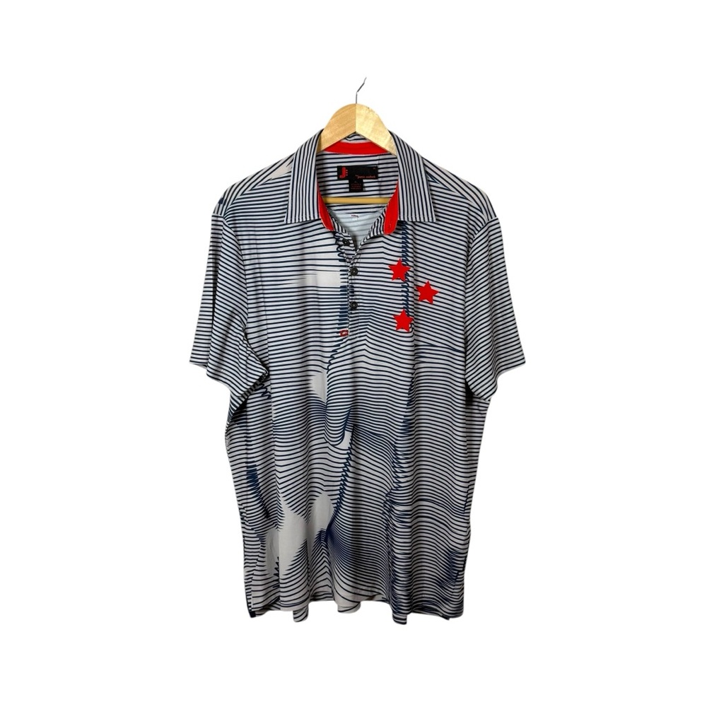 Jamie Sadock Men’s Golf Polo XL Patriotic Red White Blue Star Performance